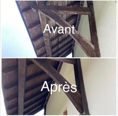Ponçage et remise en lasure des dessous de toit