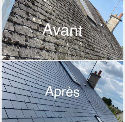 Démoussage et remise en peinture de la toiture complète