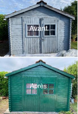 Ponçage et remise en peinture de l’abri de jardin