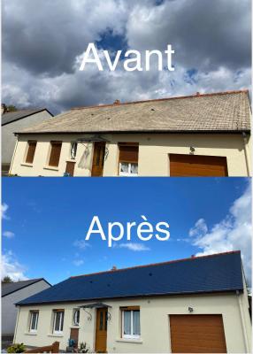 Démoussage et remise en peinture de la toiture complète
